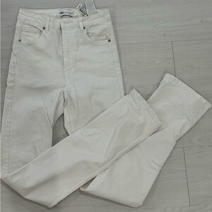 Zara white split skinny jeans high waist